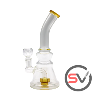 BENT NECK COLOR WHEEL WATER PIPE YELLOW 8inch